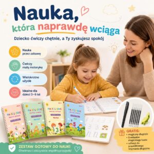 DużeKroki™ - Zestaw do nauki pisania dla dzieci (4 książeczki + GRATIS)